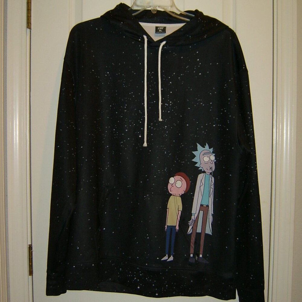Black Rick & Morty Hoodie Pullover, Size Men's XL, EUC